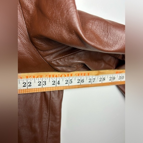 Hind Leather 100% Genuine Leather Brown Vtg 90s y2K Sz L retro boho motorcycle - Picture 8 of 14